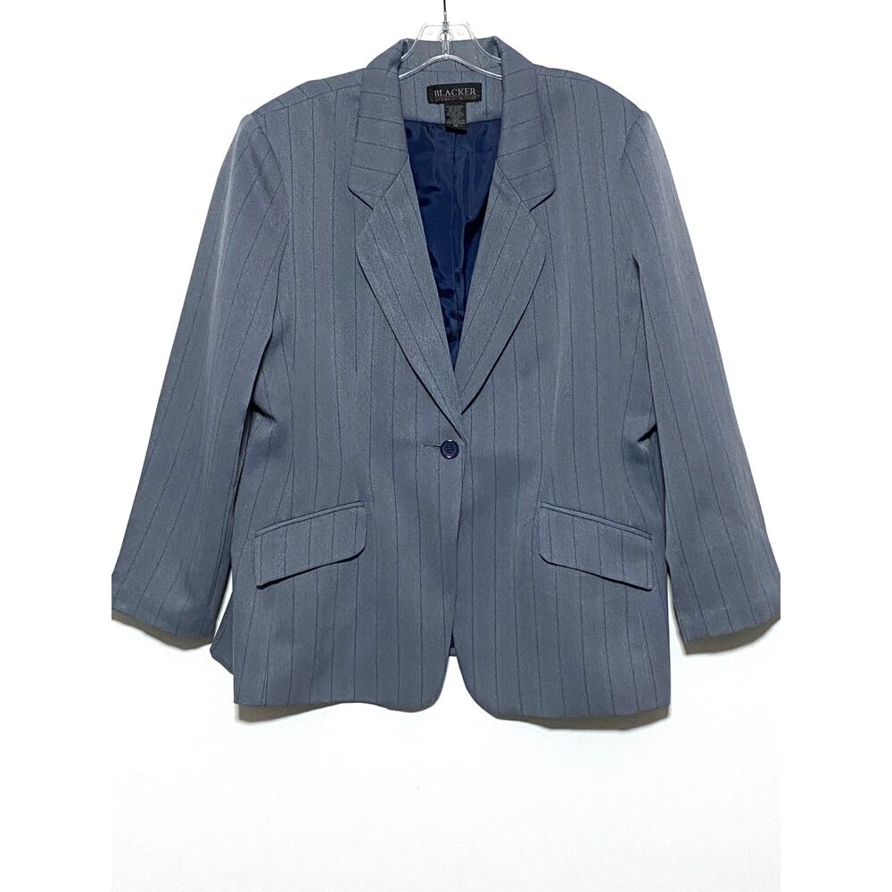 Stanley Blacker One Button Herringbone Suit Jacket Blazer Womens 18 Professional